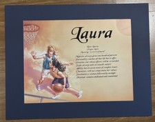 Personalized Name Meaning on Basketball Background Laura