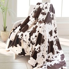 Cow Print Blanket Warm Plush Cute Cow Throw Blanket Soft Fleece Flannel