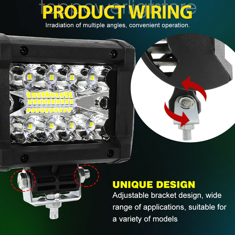 2PCS 4'' Spreader LED Lights Pods Spot Lights Marine Deck Mask Lights Boat 12V