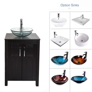 Details About Bathroom Vanity Cabinet 24 Wood Top Single Vessel Sink Bowl Faucet Drain Combo