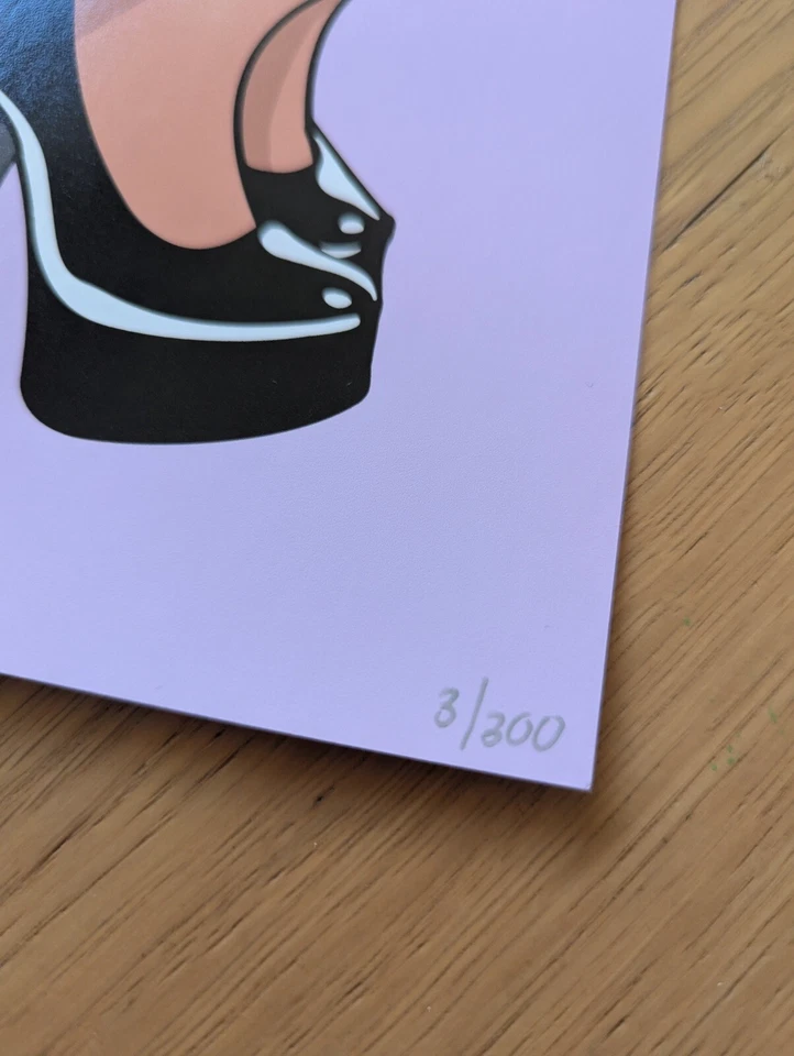 Pinup Squat Pink Artwork Illustration Original Print, Limited, Signed by Artist - Image 3 of 4