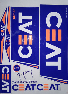 3D/EMBOSSED CEAT EDITION BLUE CRICKET BAT STICKER pack of 2