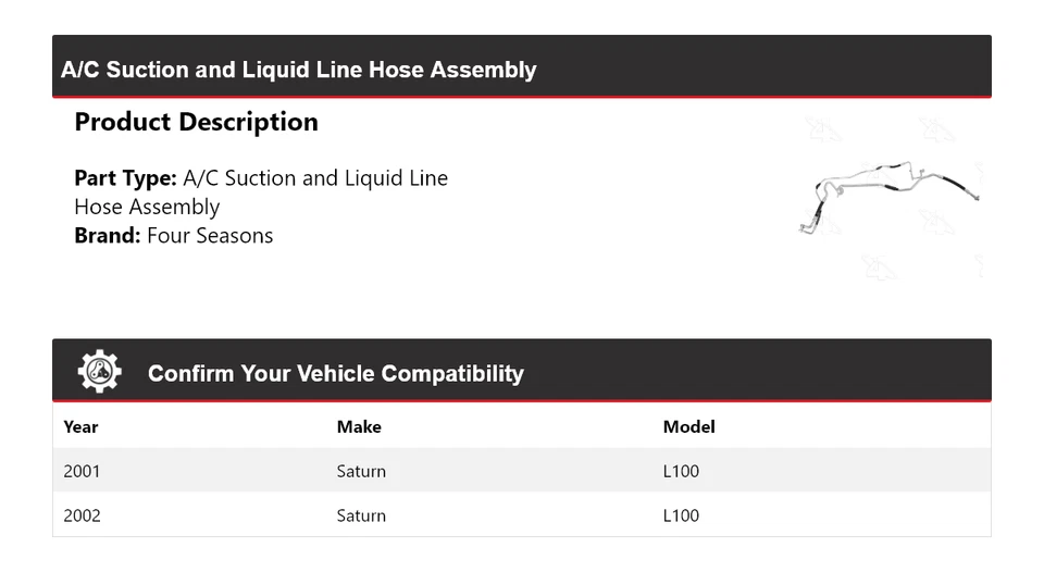 Para 2001-2002 Saturn L100 A/C conjunto de mangueira de sucção e linha líquida 4 estações - Imagem 2 de 4