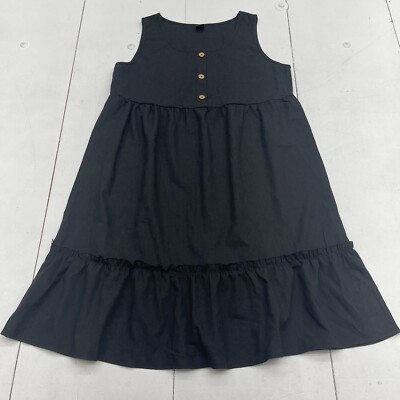 Emery Rose Black Button Sleeveless Dress Women s Medium 