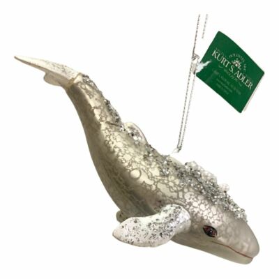 Kurt Adler Noble Gems Glitzernder Glas Weißer Wal Weihnachts-Ornament