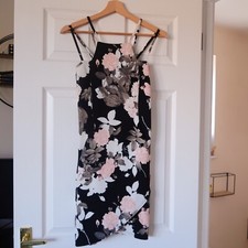 Parisian Collection Black Floral Wrap Bodycon Strap Dress ~ Size 12
