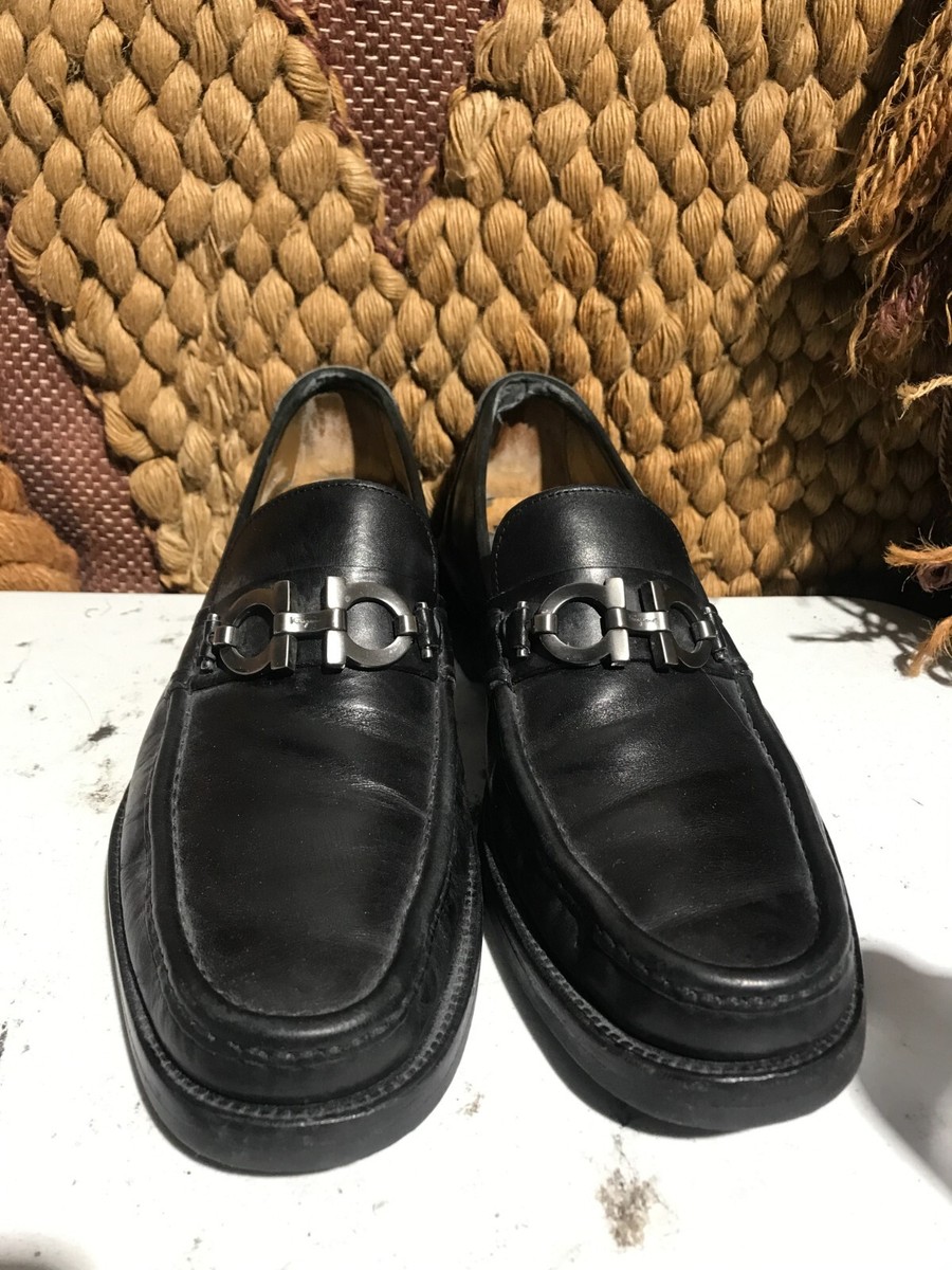 Salvatore Ferragamo David/Gancini Bit Black Leather Slip  display picture 1