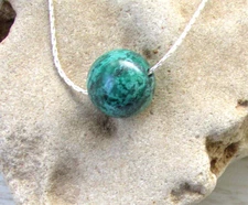 Eilat Stone Single Bead Necklace on Sterling Silver Chain, 8mm Gemstone Charm