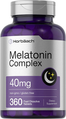 Melatonin Complex 40 mg, 360 Fast Dissolve Tablets, Extra Strength, by Horbaach