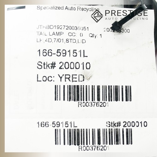 2001-2002 LEXUS IS300 Tail Light Trunk Lid Tail Lamp Inner Left 8159053021 OEM - Picture 5 of 5