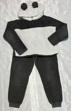 Justice Girls Pajamas Set Sleepwear Sherpa Hooded Top/Pants Panda Size 12/14