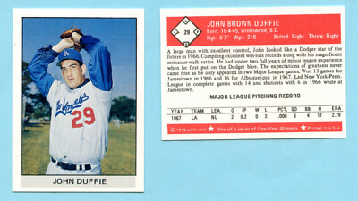 1979 One Year Winners Baseball card # 29 John Duffie -- Dodgers