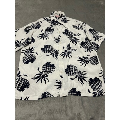 Pearl diver Hawaiian shirt pineapples print casual medium mens made in japan
