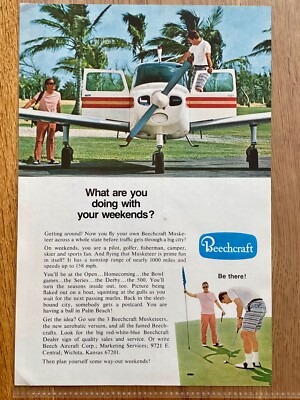 Beechcraft Musketeer Beech Aircraft Flugzeug Original ´69 Vintage Advert Werbung