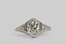 1.50CT White Round Cut Moissanite Art Deco Antique Ring In 14K White Gold Size 8