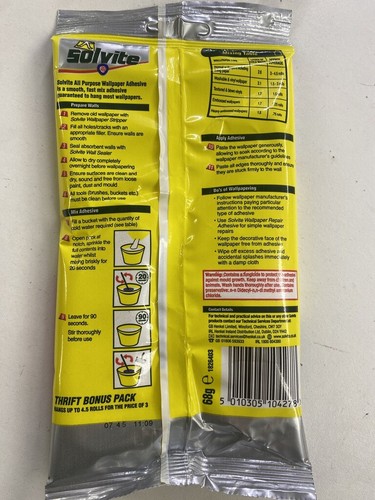 Solvite All Purpose Wallpaper Paste Extra Strong Adhesive Easy Mix 4.5 7.5 rolls - Picture 7 of 46