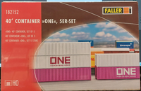 Faller 182152 5Tlg. Container-Set 40', One, H0, Neu +Ovp