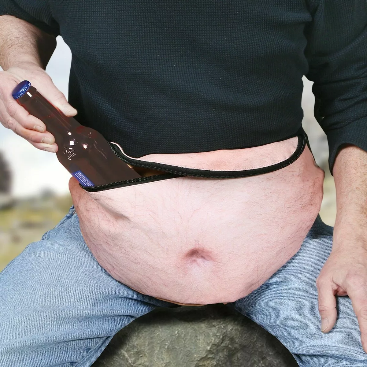 Dad Bag Waist Fanny Pack - Funny Lifelike Beer Belly Dad Bod Bum Bag for Men