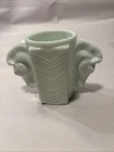 Vtg 1930s Art Deco Macbeth Evans Double Horse Head Milk Glass Vase