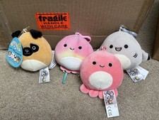 Lot Of 4 Squishmallows 3.5" Clip Keychain Stuffed Plush Toys