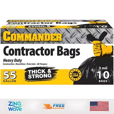 #ad #ad 55 Gallon Heavy Duty Contractor Trash Bags 3 Mil Thick 36quot; x 56quot; Flap Tie Black $15.99