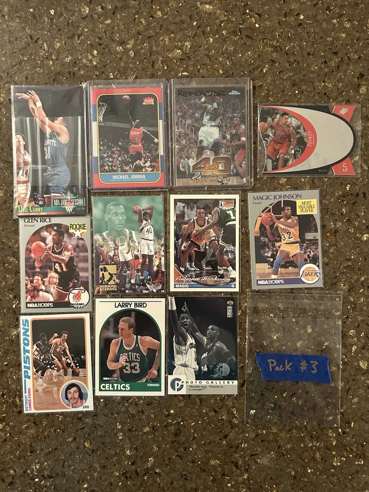 Michael Jordan Julius Erving Larry Bird Magic Johnson ¡11 paquetes de cartas! Topps 1970 Foto 4 de 4