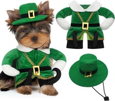 St. Patrick's Day Dog Costume Walking Leprechaun Dog Outfit with Arms Irish Day
