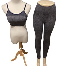 Gymshark Seamless Workout Set Sports Bra Leggings Grey Marl