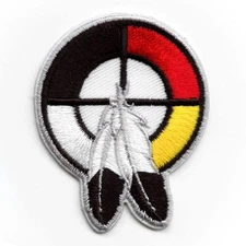 Native American Healing Circle Patch Indigenous Feather Culture Embroidered Iron