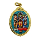 Trimurti God Brahma Vishnu Shiva Om Hindu Amulet Pendant Gold Plated Frame #3
