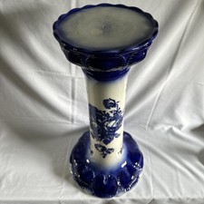 Large 57cm Victoria Ironstone Jardiniere Blue White Rose Design Staffordshire