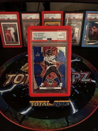 2022 Panini Mosaic Tom Brady Blue Sparkle Super Bowl MVPs #291 PSA 10 Buccaneers