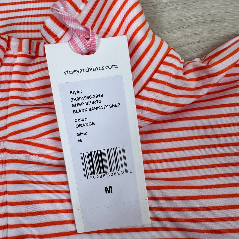 Camisa feminina listrada Vineyard Vines Sankaty Shep laranja média NOVA - Imagem 3 de 4