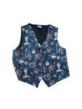 Vintage Bobbie Brooks Christmas Tapestry Vest Womens Medium Holiday Santa