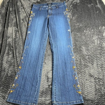 Clash Jeans USA Co Embroidered Bootcut Blue Womens Jr Size 5