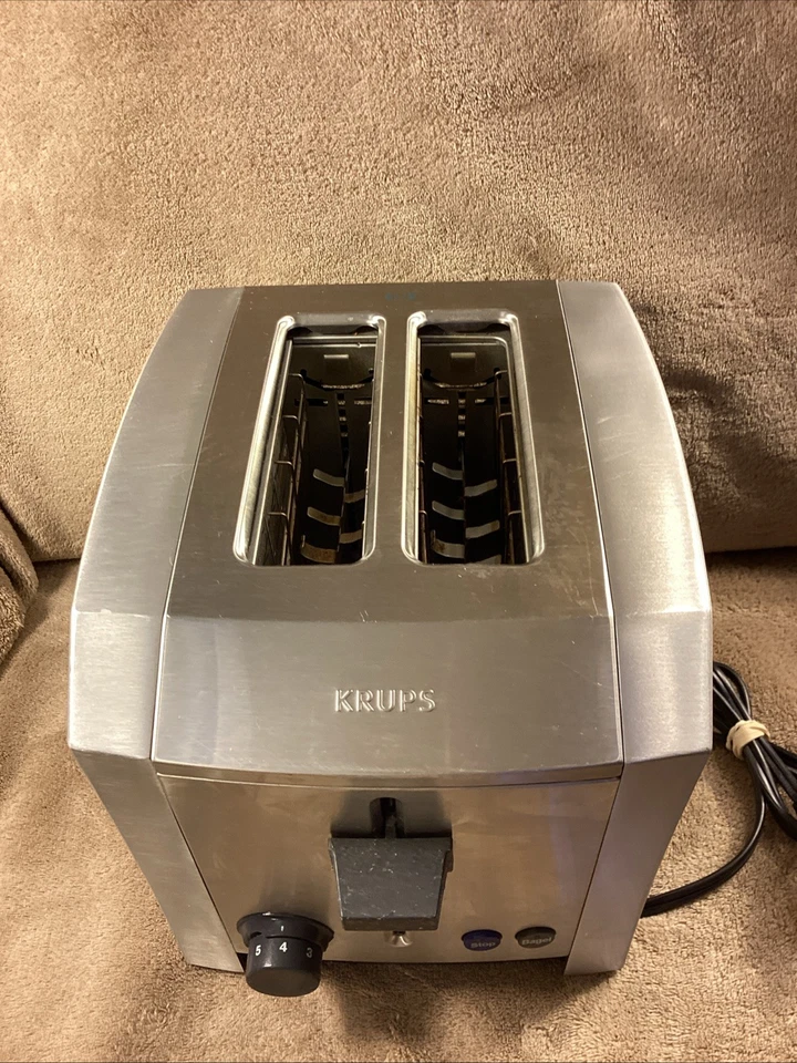 Tostadora de bagel de 2 rebanadas de acero inoxidable KRUPS 7,5” X 9” X 8” ¡FUNCIONA MUY BIEN! 576102 Foto 3 de 4