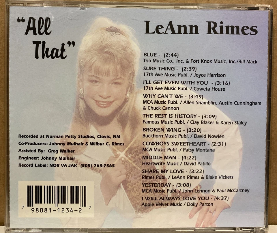 CD LeAnn Rimes All That 1994 11 Country Music Songs 11-Year-Old LeAnn Rimes RARE - Image 2 of 3