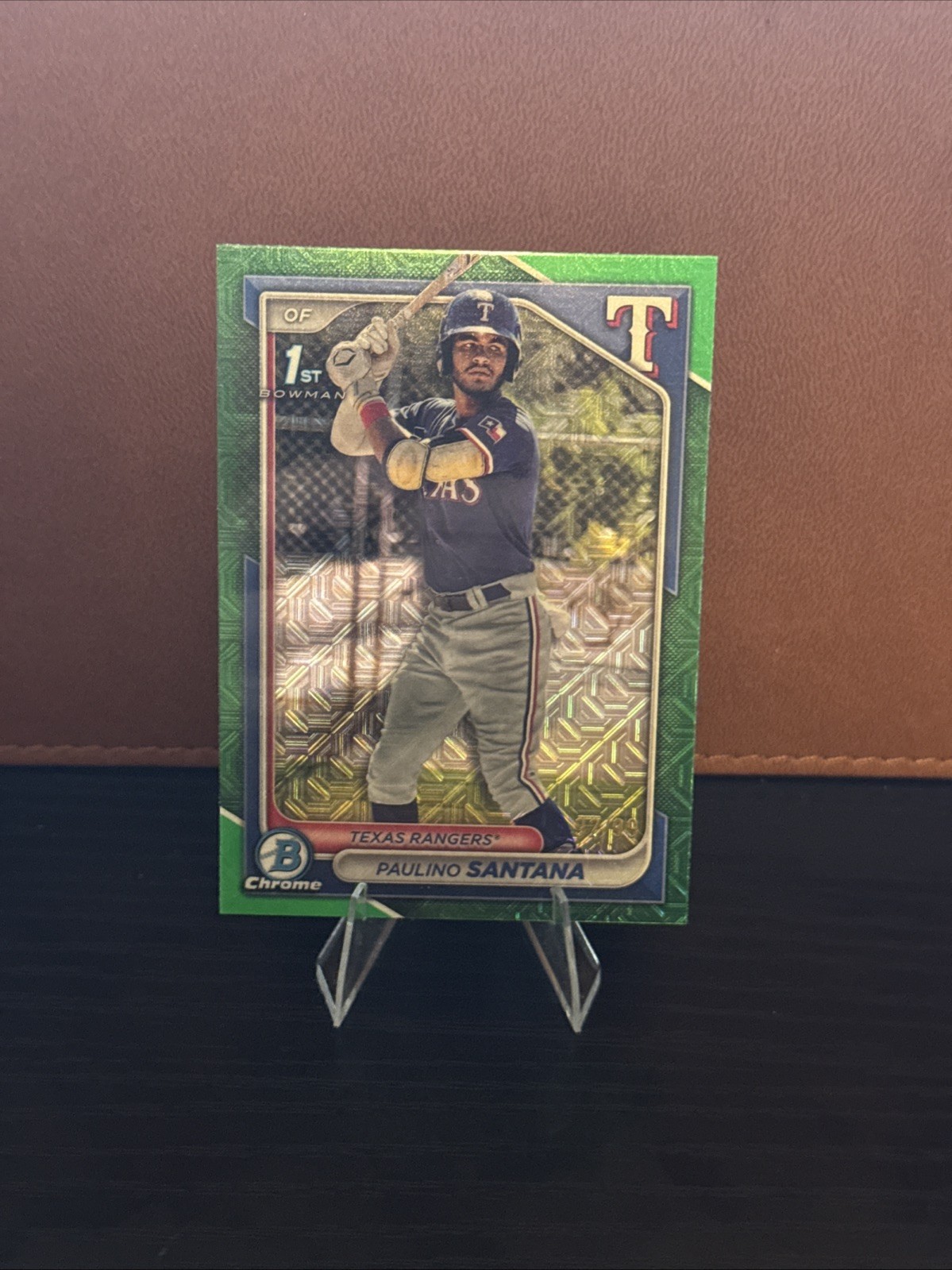 Paulino Santana - 2024 Bowman Chrome #BCP-245 Green Mojo Refractor /99 Rangers