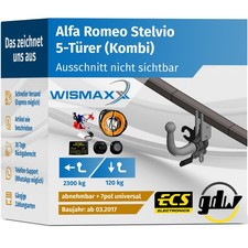 ANHÄNGERKUPPLUNG für Alfa Romeo Stelvio ab 17 abnehmbar GDW +7pol E-Satz ABE