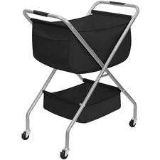 Collapsible Laundry Cart with Wheels 31.5"H Rolling Laundry Hamper Black