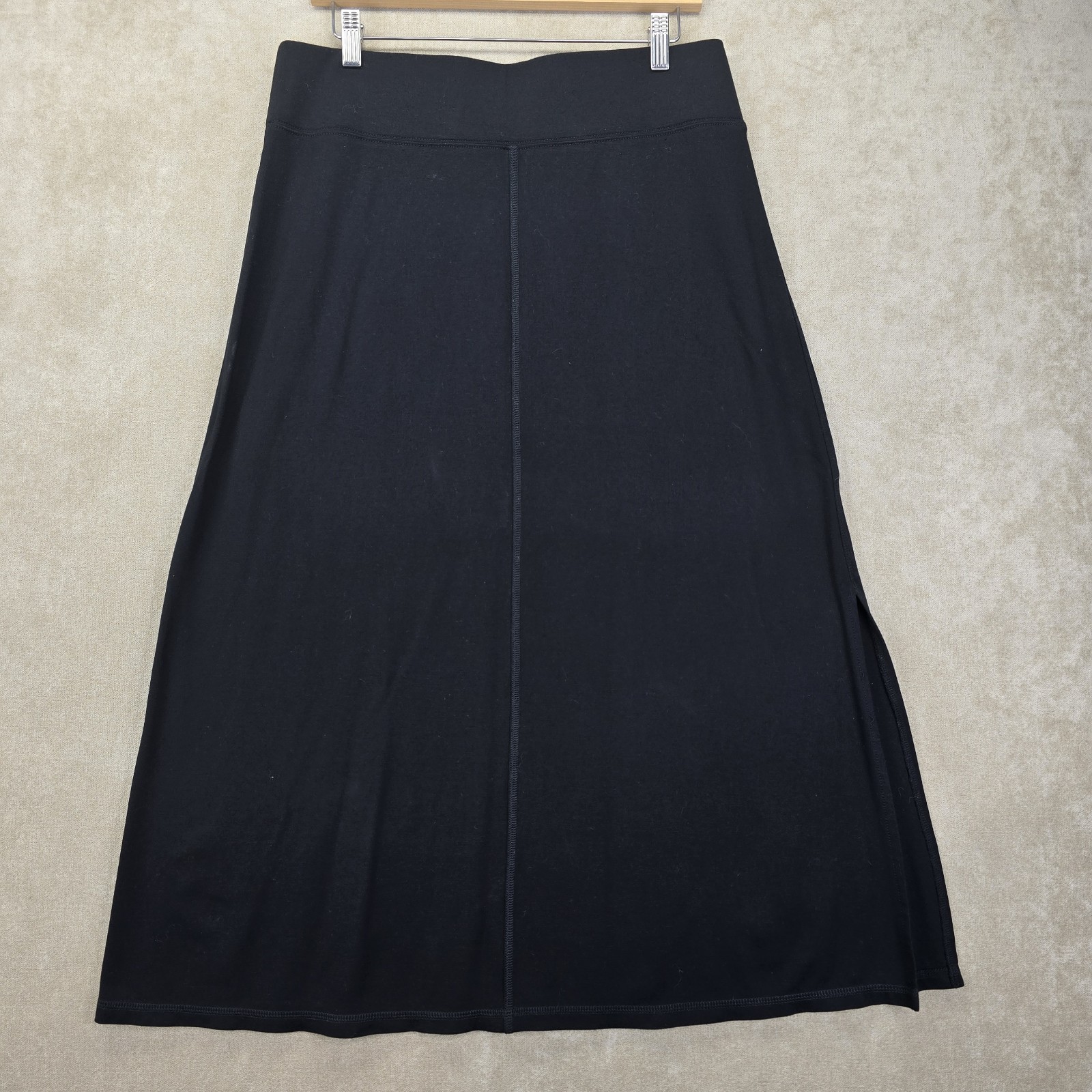 Eddie Bauer Womens Soft Maxi A Line Skirt Stretch Waist Size Medium M Black