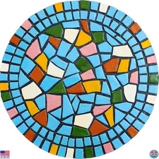 Vibrant 12-Inch Blue Mosaic Stepping Stone - Stunning Garden & Patio Decoration!