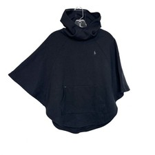 Polo Ralph Lauren Hooded Poncho Pullover Size Small Black w/ Gray Small Pony