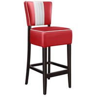 2Er-Set American 2 | Diner Barhocker | Rot | Leder | American Barhocker, Amer...