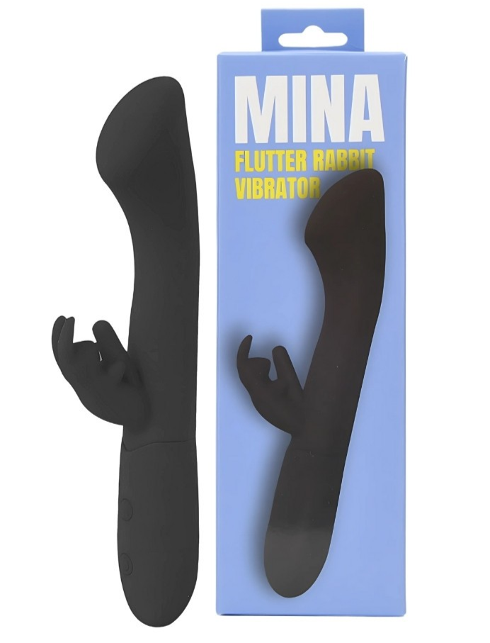 Mina Flutter Rabbit Vibrator 10 Settings Waterproof Silicone USB Charge Black