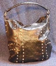 Sabina Nwot Black Leather Studded Hobo Purse