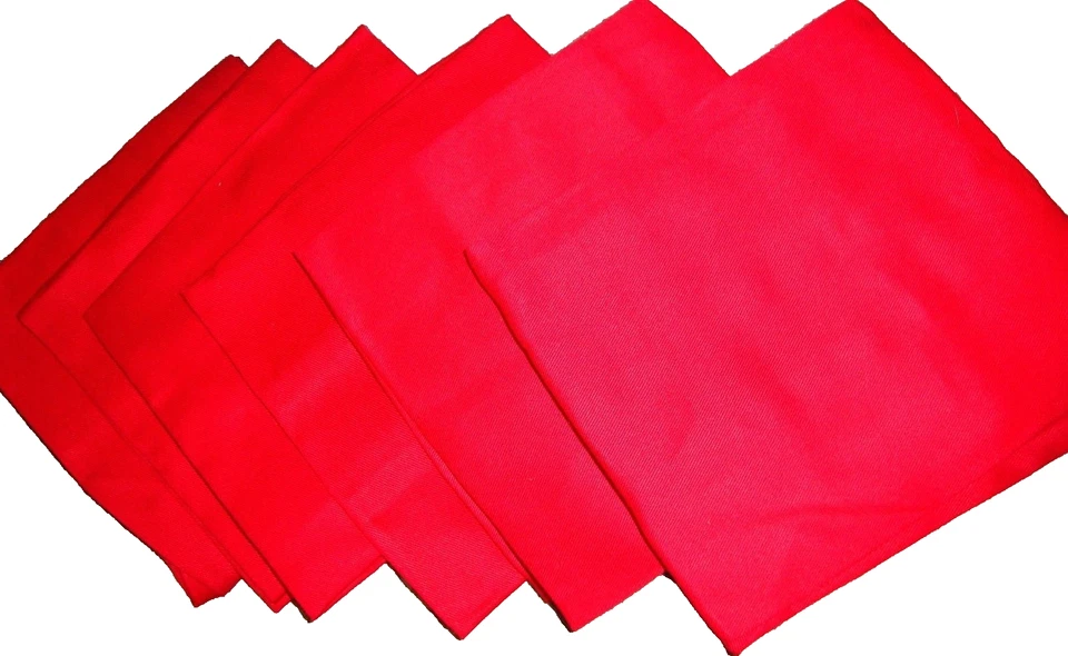 NWOT Set (6) Solid Red Linen-Blend 16" Square Table Decor Dinnerware Napkins 512 - Image 3 of 3