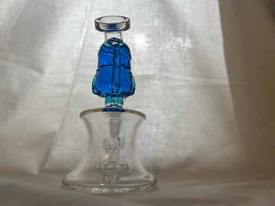 Fluid Filled Blue Plumber with Showerhead Perc Hookah Water Pipe 5 1/2'' WP2749-4