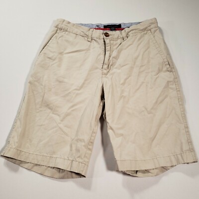 Tommy Hilfiger Shorts Mens 30 Khaki Chino Mid-Rise Preppy Flat Front Zip Closure