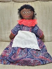 VINTAGE BLACK AFRICAN AMERICAN SPECIALLY HANDMADE RAGDOLL BY DORTHY BASLER 1998